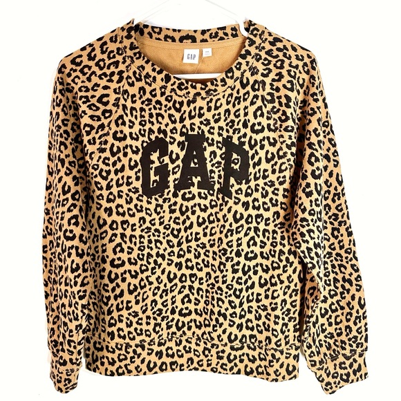 GAP Women's Logo Leopard Print Sweatshirt - Brown and Black Size XXS NEW - Picture 3 of 12
